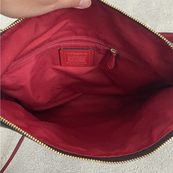 Coach Red and Brown Patterned Shoulder Bag - Picture 8 of 9